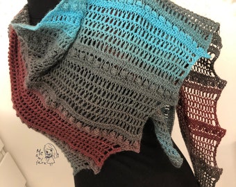 Crochet Pattern - Nordic Dragon Tail - asymmetric crochet shawl - PDF pattern