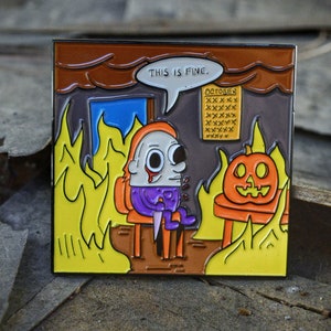 This Is Fine Michael Myers Halloween enamel pin slasher