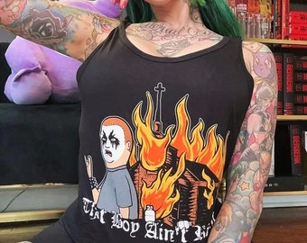 Camiseta regata Bobby Hill preta de metal King Of The Hill