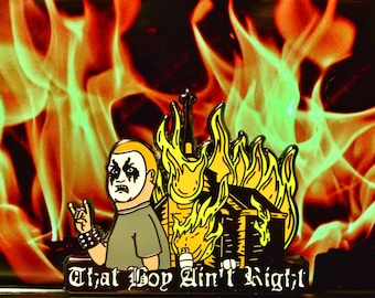 Bobby Hill, aquele garoto não está certo, broche grande de esmalte, metal preto, tinta para cadáver