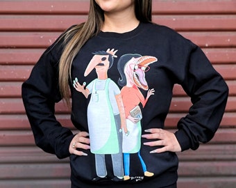 Bob's Burgers Beetlejuice crewneck sweater Strange and Unusual Tina Belcher