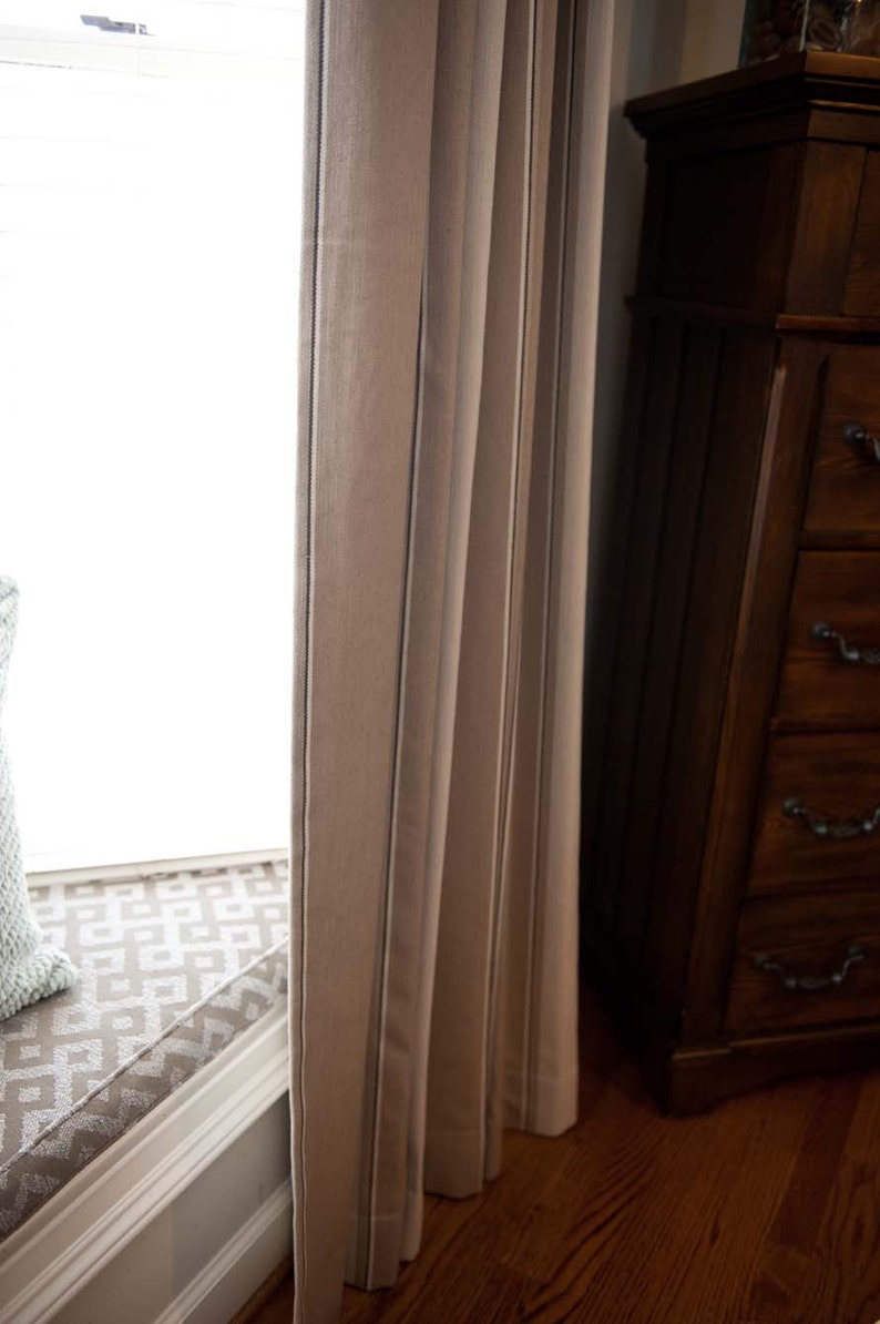 Neutral Striped Pinch Pleat Drapery Panels Made to Order Etsy