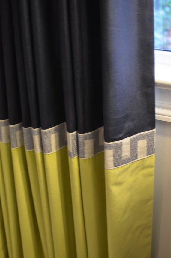 Custom Color Block Banded Drapery Panels Etsy