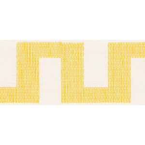 May include: Yellow geometric pattern on a white background. The pattern is made up of repeating squares and rectangles.