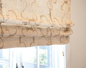 Custom Classic Flat Roman Shade / Designer Fabric