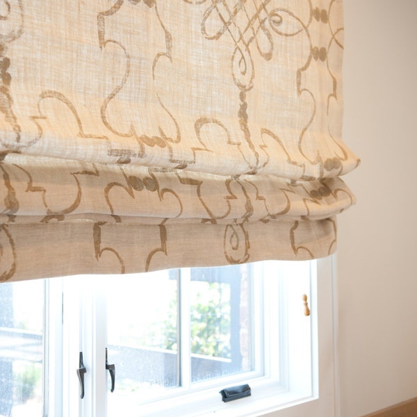 Custom Classic Flat Roman Shade / Designer Fabric