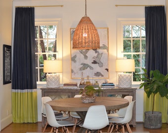 Custom Color Block Banded Drapery Panels