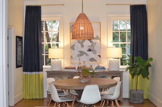 Custom Color Block Banded Drapery Panels Etsy