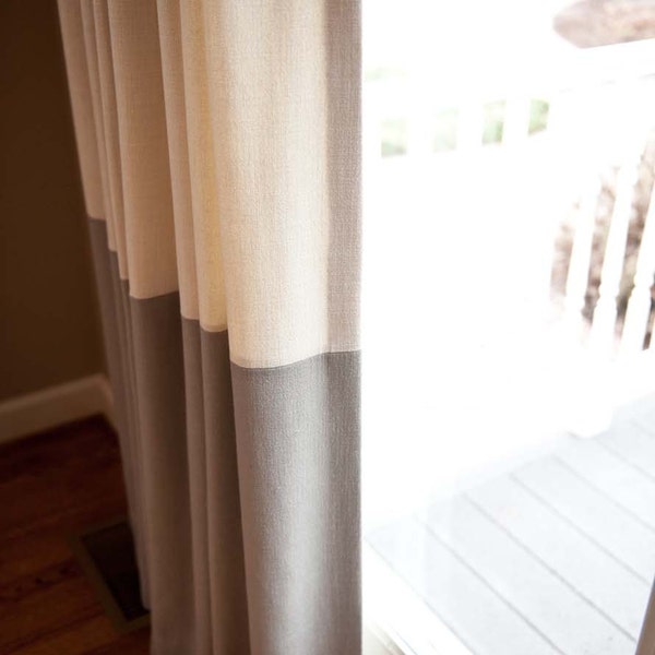 Custom Pleated Color Blocked Drapery Panels