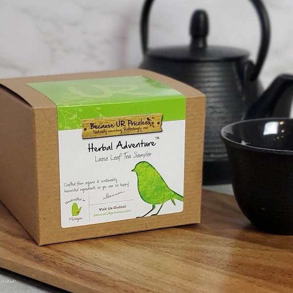 HERBAL TEA SAMPLER, loose leaf tea gift set, gift idea for stress relief, organic tea gifts to say congrats, Christmas gift idea