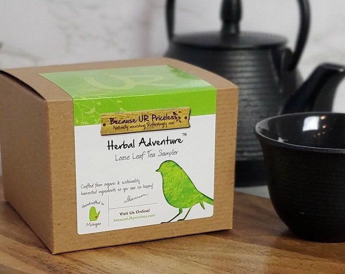 HERBAL TEA SAMPLER, loose leaf tea gift set, gift idea for stress relief, organic tea gifts to say congrats, Christmas gift idea