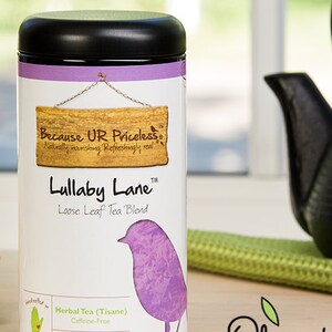 Organic Tea, LULLABY LANE, loose leaf tea blend, natural sleep aid, insomnia help, calming tea, relaxing lavender and passionflower