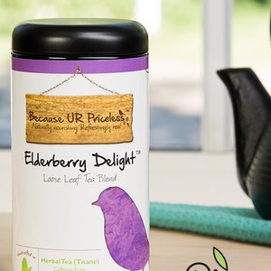 Organic Loose Leaf Tea, ELDERBERRY DELIGHT herbal tea blend, organic elderberries and orange help with natural cold relief