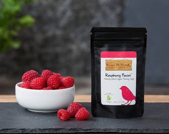 Raspberry Fusion Organic Flavor Infused Gourmet Sugar, real raspberries, add to desserts, tea and coffee sweetener, flavor infused sugar