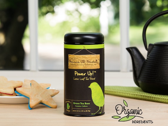 Organic green tea, POWER UP, loose leaf, natural energy booster, fair trade yerba mate, energizing