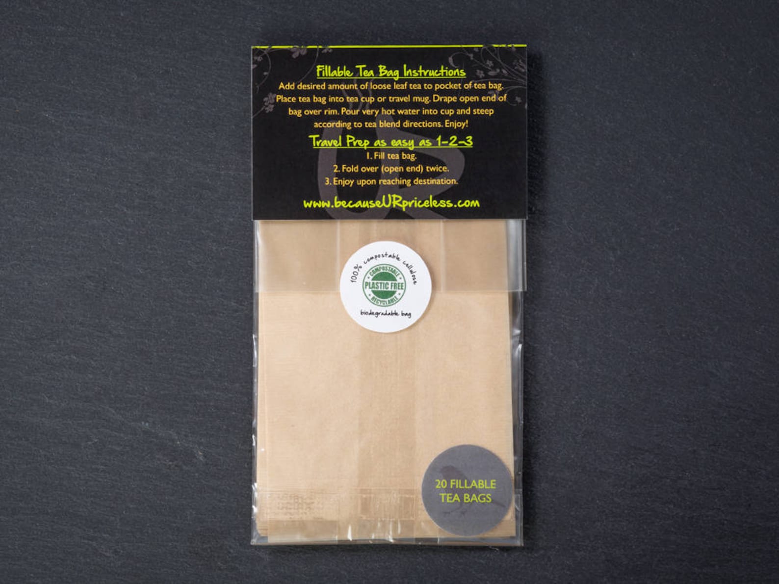 Empty Tea Bags for Loose Tea, Unbleached Disposable Tea Strainer. Pair