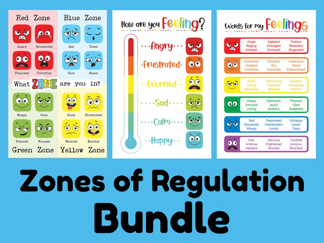 Zones of Regulation, Feelings Thermometer, Words for My Feelings, 3