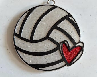 Volleyball Car Freshie Air Freshener Handmade with Beaded Hanger