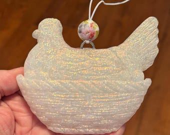 White Hen on Nest Car Freshie Air Freshener