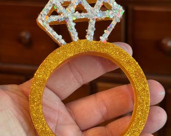 Diamond Engagement Ring Car Freshie Air Freshener Handmade with Beaded Hanger