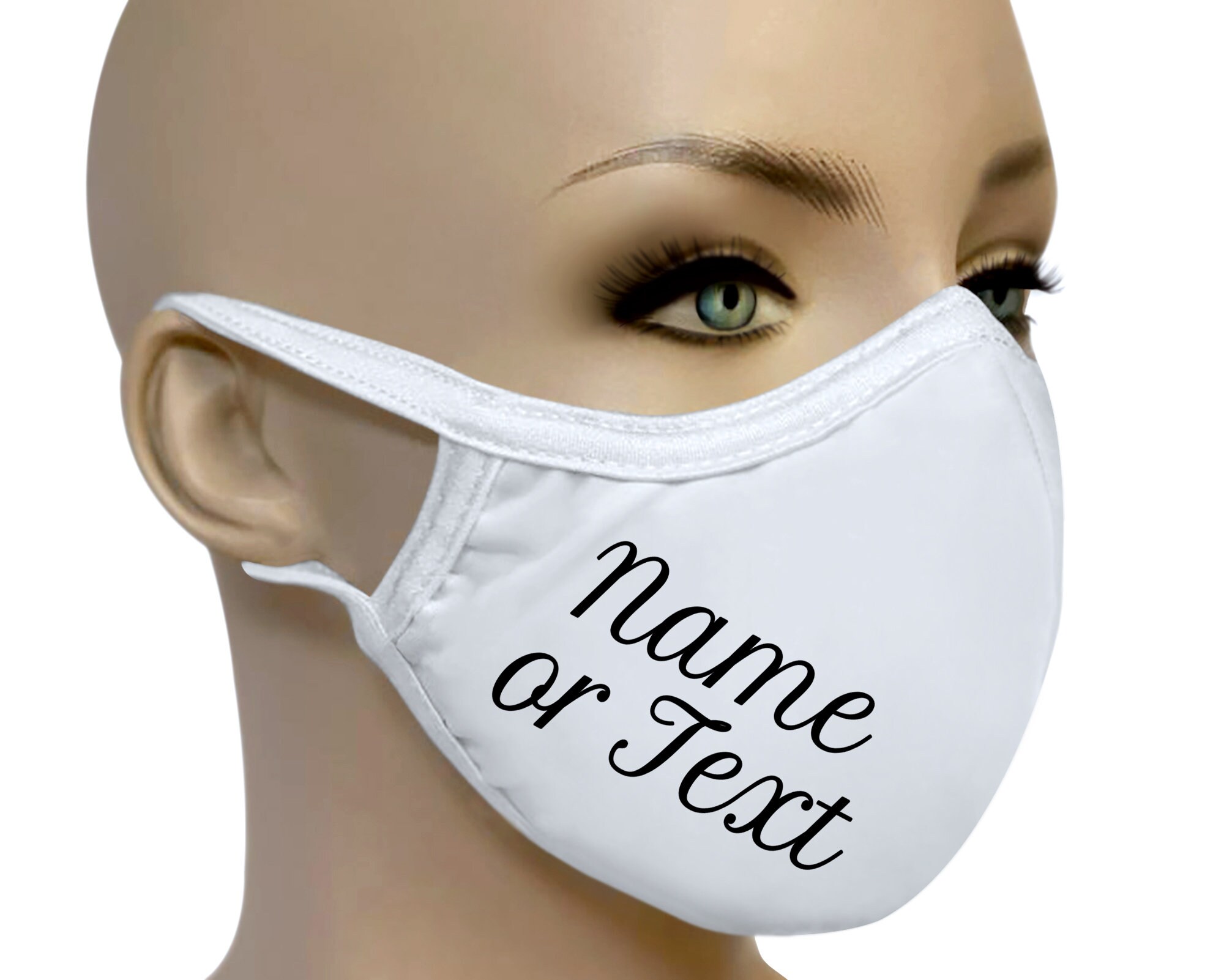 Face Mask With Name Tag Breathable Face Mask Washable Face Etsy