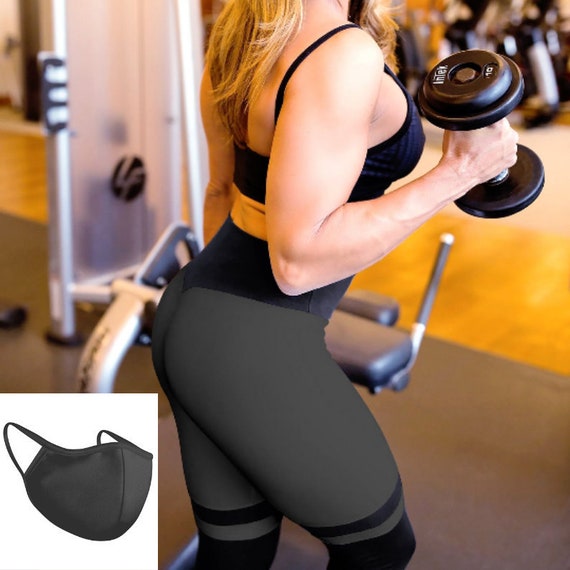 High End Brazilian Womens High Waist Tummy Control, Squat Proof Workout  Leggings/matching Face Mask Included 