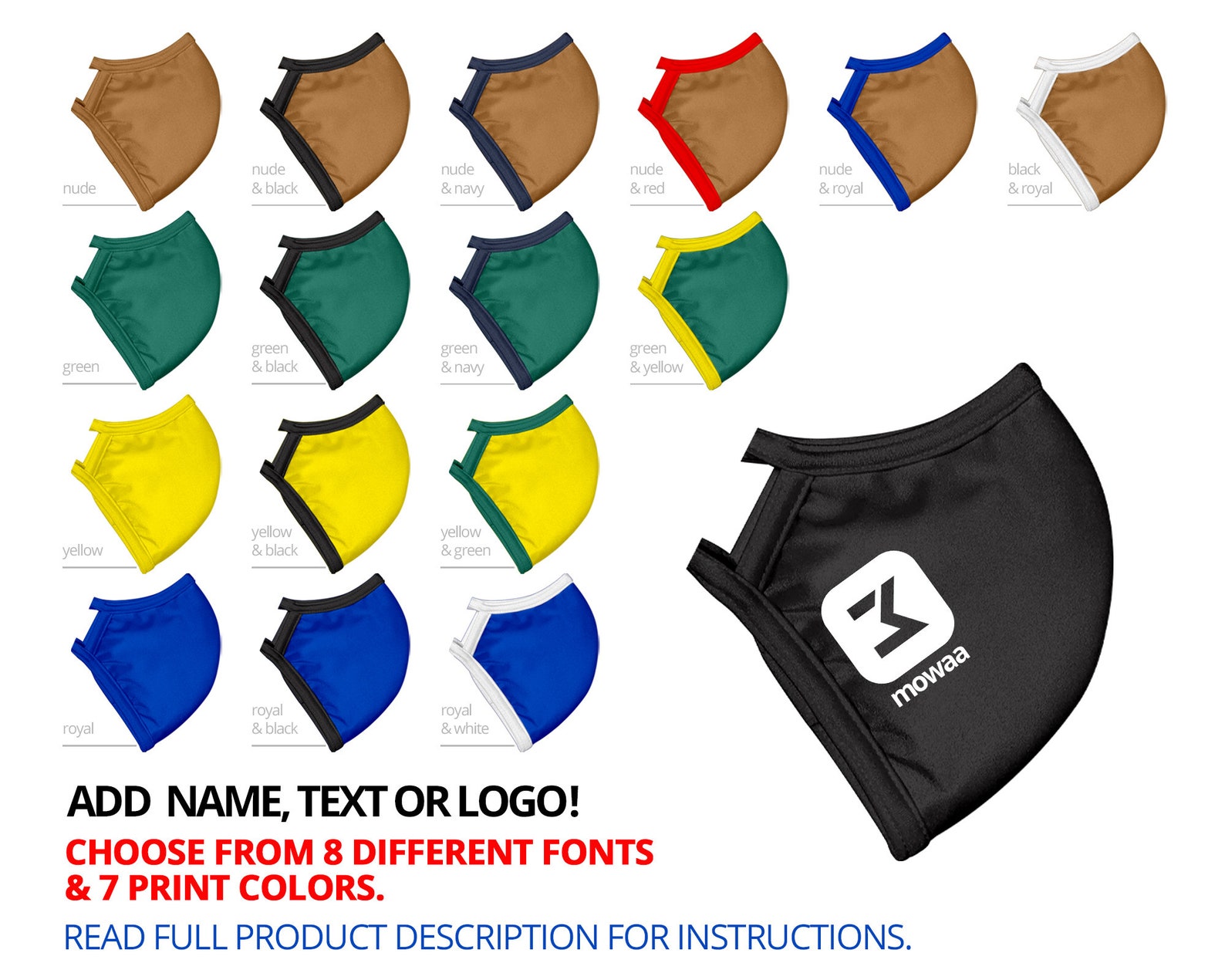 Face Mask With Name Tag Breathable Face Mask Washable Face Etsy