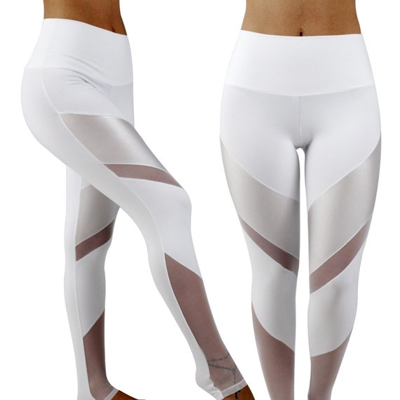 white mesh workout leggings