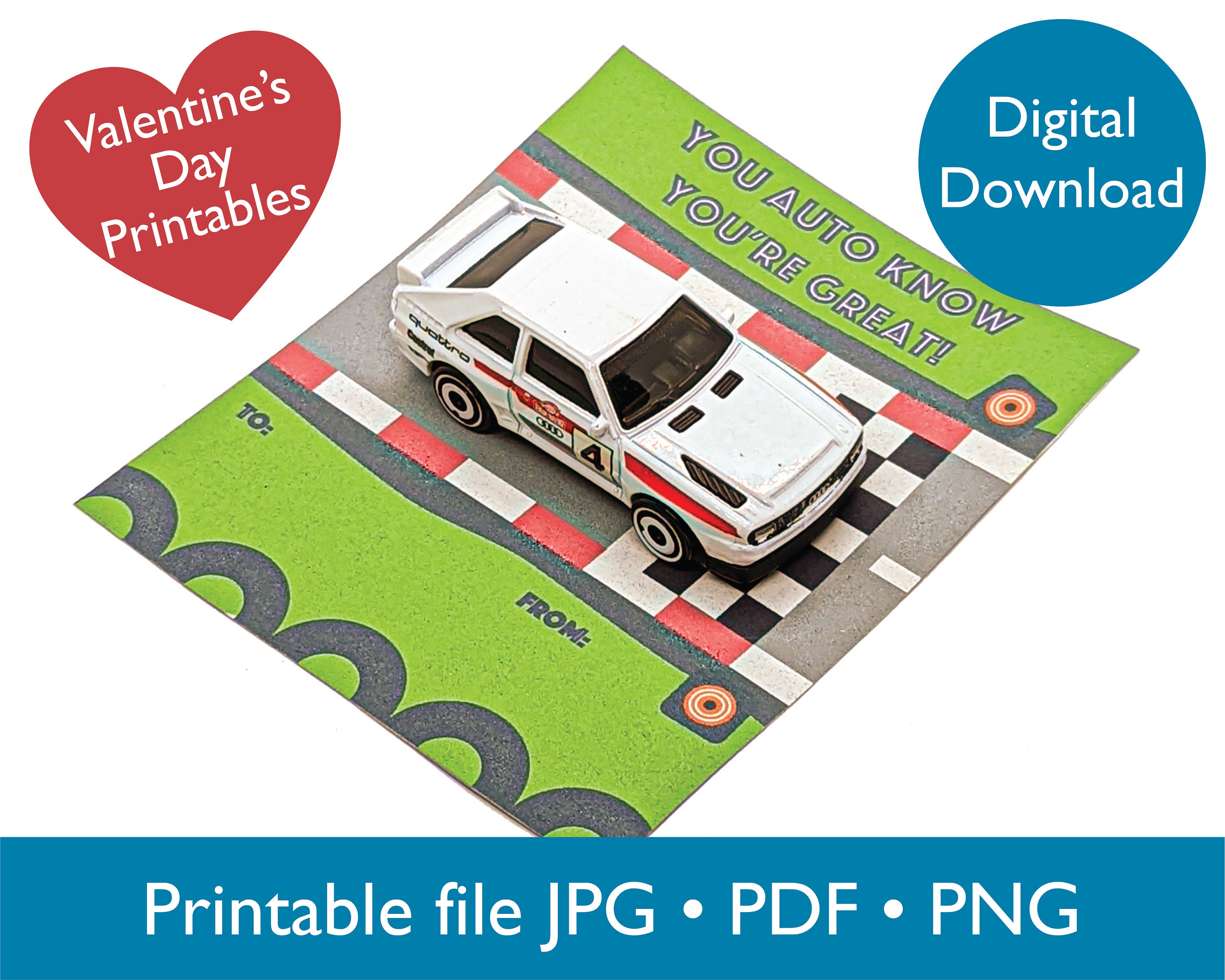 Matchbox Car Valentine's Day Printable Non-candy - Etsy