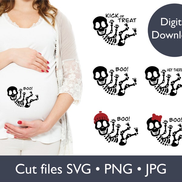 Maternity Baby Skeleton Cut File, Png, Svg, Jpg, File For Cricut or Silhouette, Vinyl Cutter, Halloween, Iron on Decal Idea, Pregnancy Shirt