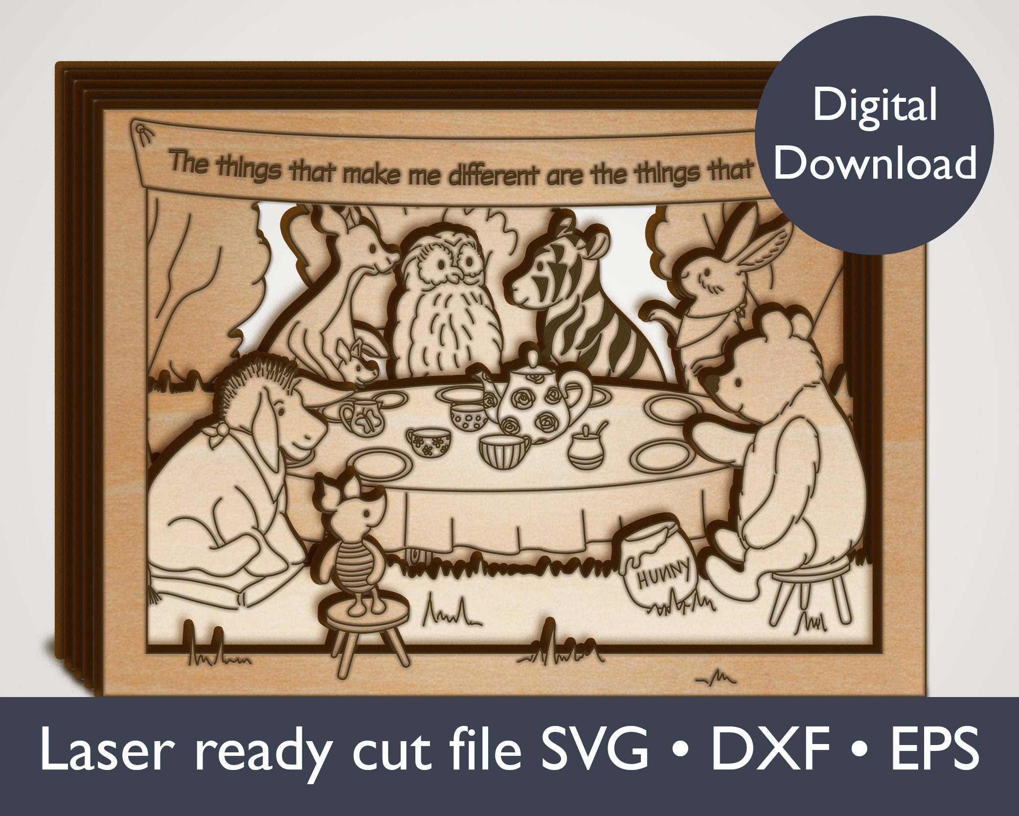 Winnie the Pooh Picnic Scene for Laser Cutter DIY Baby Shower Etsy