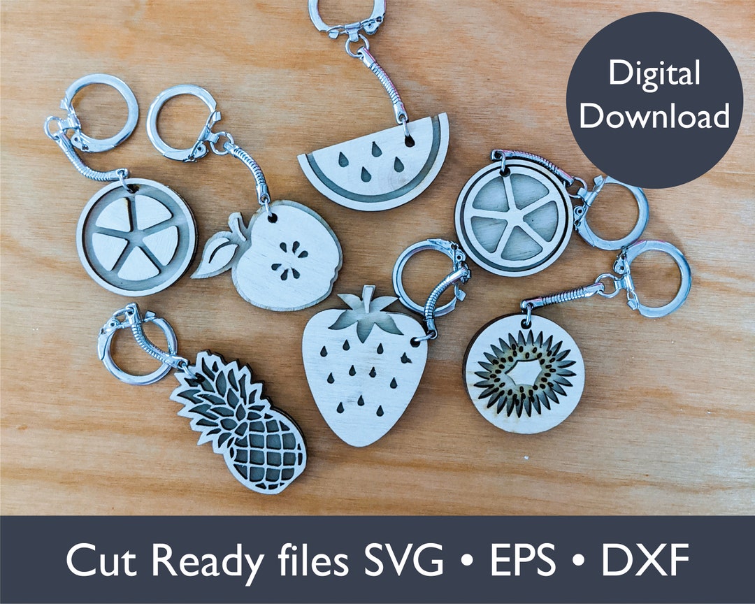 Fruit Keychain Cut Files, SVG, EPS, DXF, Use With Wood, Acrylic