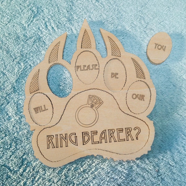 Ring Bearer Bear Paw Puzzle Will You be Our Ring Bearer Laser Cutting Files Silhouette Printable Ring bearer Proposal