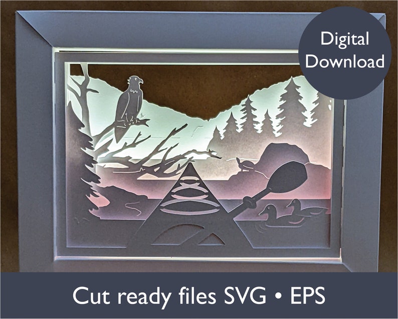 Kayaking Layered Scene Template, SVG, EPS, for DIY Use With Cricut ...