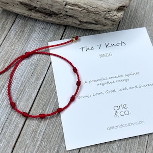 7 Knots Red Protection Bracelet, Red String, 7 Knots Anklet Bracelet, Protection Jewelry, Red Amulet, Siete Nudos