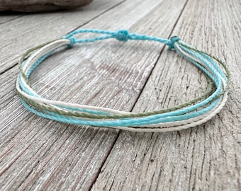 Multi Strand Bracelet or Anklet, Multi Color Boho Bracelets, Waterproof Waxed Cord Bracelets, Stacking Bracelets, Friendship Bracelets