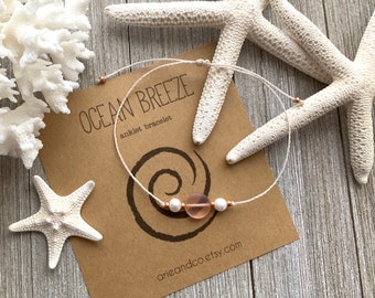 Caribbean Breeze Sea Glass Ankle Bracelets