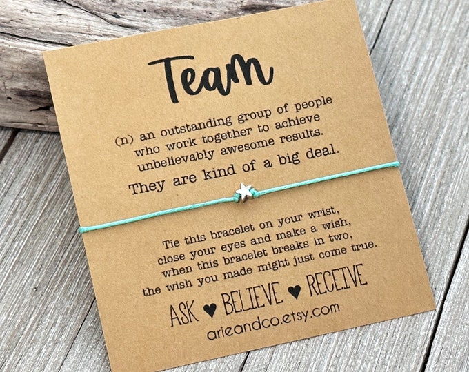 Team Wish Bracelet, Employee Appreciation Gift, Party Favors, Bulk