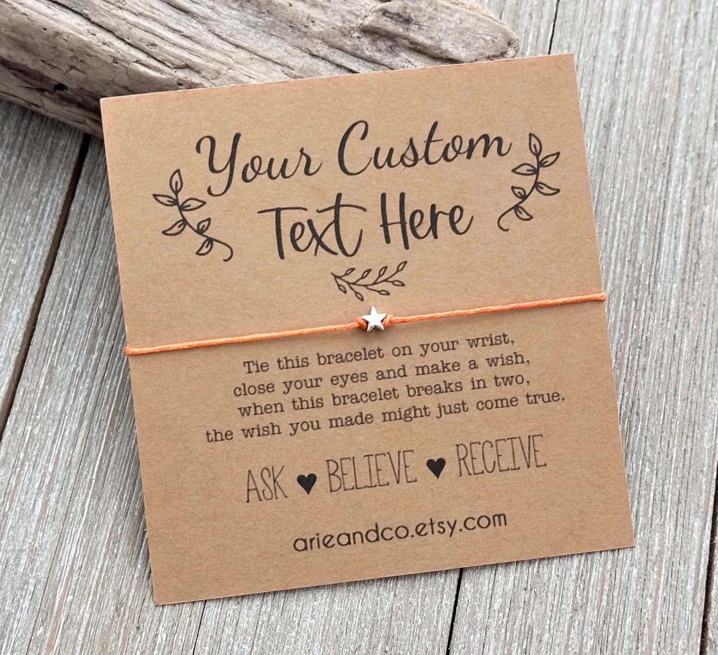 Custom Wish Bracelet, Personalized Bracelet, Custom Bracelet, Girls Trip Gifts, Company Gifts, Corporate Gifts, School Gifts, Party Favor