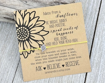 Sunflower Wish Bracelet: Motivational Friendship Gift
