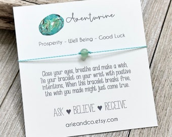 Aventurine Bracelet, Gemstone Wish Bracelet, Aventurine Bracelet, Chakra Gemstone, Healing Gift, Wish Bracelet, Crystal Bracelet