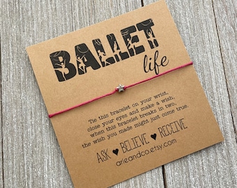 Ballet Wish Bracelet: Handmade Cotton Cord, Keepsake Card