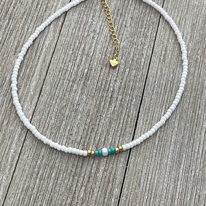 White Beaded Choker, Beaded Necklace, Boho Choker, Choker, Beach Choker, Boho Necklace, White Beach Jewelry, Necklace for Her
