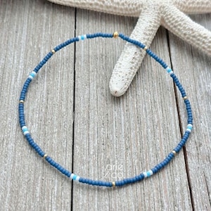 Dainty Blue Anklet Bracelet, Dainty Minimalist and Dainty Anklet Bracelet, Beaded Stretch Anklet Bracelet, Crystals Ankle Bracelet