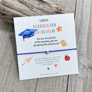 Kindergarten Graduation Gift, Kindergarten Bracelets, Kindergarten Graduation Card, Heart Bracelets, Kid Graduate Gift, Wish Bracelet