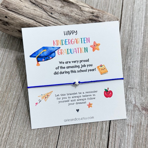 Kindergarten Graduation Gift, Kindergarten Bracelets, Kindergarten Graduation Card, Heart Bracelets, Kid Graduate Gift, Wish Bracelet