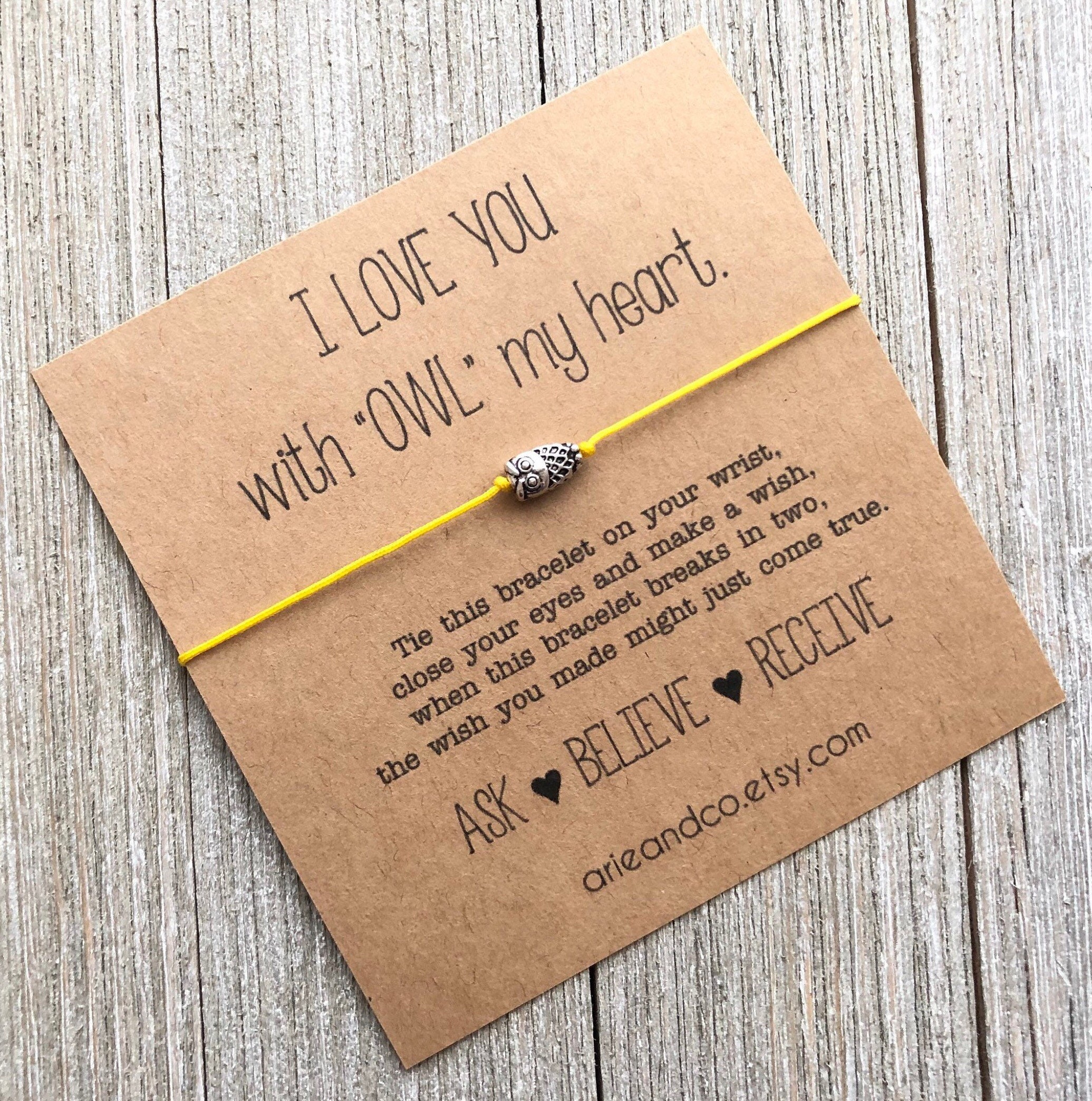 I Love You With Owl My Heart Wish Bracelet, Owl Bracelet, Best Friend Wish Bracelet, Friend Gift, Fr