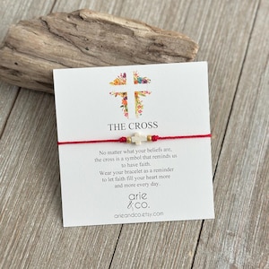 The Cross Bracelet, Howlite Cross Red String Faith Bracelet