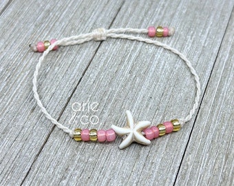 Starfish Waterproof Anklet or Bracelets, Waterproof Adjustable Bracelet, Surfer Beach Bracelet