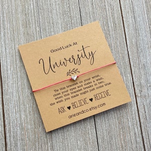 Good Luck at University Wish Bracelet,  Gift, Good Luck Wish Bracelet, Wish Party Favor, Wish Bracelet, Student Gift